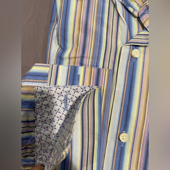 Banana Republic French cuff fancy multi coloured striped dress shirt 16 / 16.5 - Picture 3 of 8